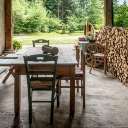 tettoia coperta Chalet Silenthia Trentino baita