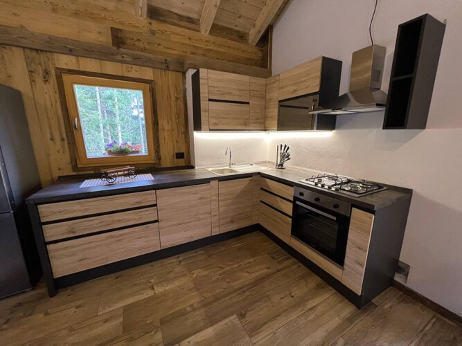 cucina design baita Trentino affitto